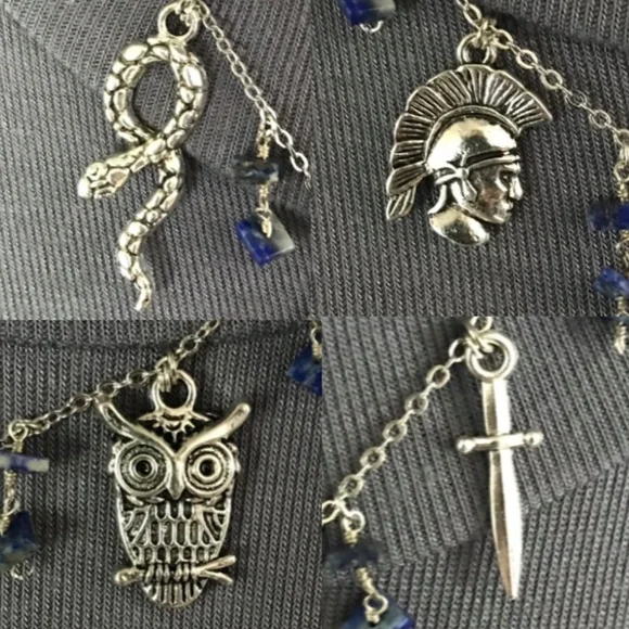 Athena Minerva Greek Roman Goddess Wisdom & War Handmade Necklace, Lapis Lazuli - Picture 5 of 15